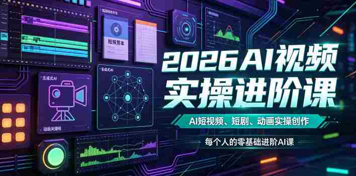 2026AI视频实操进阶课,AI短视频、短剧、动画实操创作,每个人的零基础进阶ai课(更新0825)