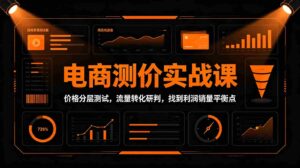 电商测价实战课：价格分层测试，流量转化研判，找到利润销量平衡点-中创网_分享创业项目_助您在家赚钱