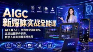 AIGC新媒体实战全能课｜AI工具入门、短视频全流程制作、主流绘图软件实操、数字人商业视频落地教程-中创网_分享创业项目_助您在家赚钱
