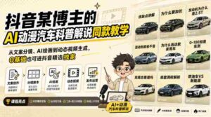 抖音某博主的AI动漫汽车科普解说同款教学,从文案分镜、AI绘画到动态视频生成,0基础解锁抖音精选独家收益-中创网_分享创业项目_助您在家赚钱