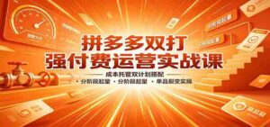 拼多多双打强付费运营实战课:成本托管双计划搭配,分阶段起量,单品裂变实操-中创网_分享创业项目_助您在家赚钱