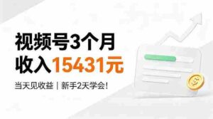 视频号3个月收入15431，当天见收益，新手2天学会！【揭秘】-中创网_分享创业项目_助您在家赚钱
