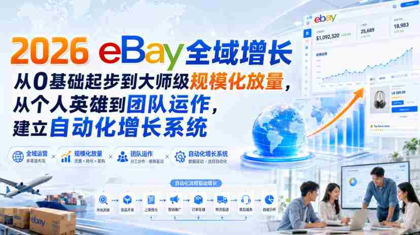 2026 eBay全域增长,从0基础起步到大师级规模化放量,从个人英雄到团队运作,建立自动化增长系统