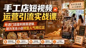 手工店短视频运营引流实战课,吃透门店盈利底层逻辑,助力无名小店转型人气网红店-中创网_分享创业项目_助您在家赚钱