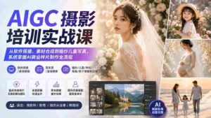 (20161期)AIGC摄影培训实战课:从软件搭建、素材合成到婚纱儿童写真,系统掌握AI商业样片制作全流程-中创网_分享创业项目_助您在家赚钱
