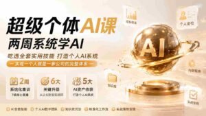 (19827期)超级个体AI课两周系统学AI;吃透全套实用技能打造个人AI系统,实现一个人就是一家公司的完整体系-中创网_分享创业项目_助您在家赚钱