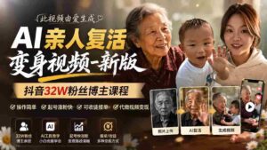 (19857期)AI亲人复活变身视频-新版,抖音32W粉丝博主课程,操作简单,起号涨粉快,可收徒接单代做视频变现-中创网_分享创业项目_助您在家赚钱