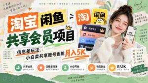 淘宝闲鱼共享会员项目,信息差玩法,小白卖共享账号也能月入5K-中创网_分享创业项目_助您在家赚钱