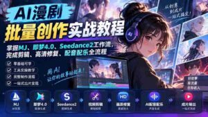 AI漫剧批量创作实战教程:掌握MJ、即梦4.0、Seedance2工作流,完成剪辑、高清修复、配音配乐全流程-中创网_分享创业项目_助您在家赚钱