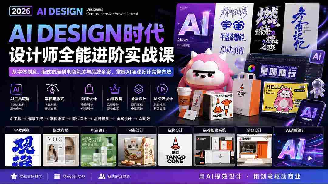 （20195期）2026AI DESIGN时代设计师全能进阶实战课：从字体创意、版式布局到电商包装与品牌全案，掌握AI商业设计完整方法-中创网_分享创业项目_助您在家赚钱