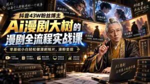 抖音43W粉丝博主Ai漫剧大树的漫剧制作全流程实战课,零基础小白轻松做漫剧短片,涨粉变现-中创网_分享创业项目_助您在家赚钱
