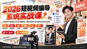 (20305期)2026短视频编导系统实战课:账号定位+对标拆解+AI文案+拍摄剪辑,掌握抖加投放与实体获客全流程打法实战-中创网_分享创业项目_助您在家赚钱