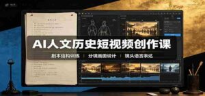 AI人文历史短视频创作课:赛道对标、剧本分镜制图,掌握视频完整产出流程-中创网_分享创业项目_助您在家赚钱