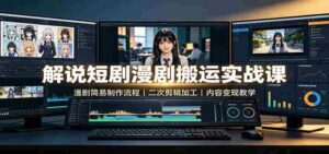 解说短剧漫剧搬运实战课：漫剧简易制作流程，二次剪辑加工，内容变现教学-中创网_分享创业项目_助您在家赚钱
