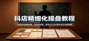 抖店精细化操盘教程:店铺类目客服配置,选品做动销,商品卡千川付费及定价运营策略-中创网_分享创业项目_助您在家赚钱