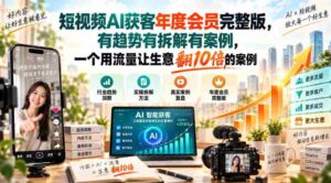 揭秘短视频AI引流秘籍:年度会员全攻略,趋势解析+实战拆解,教你流量变现,生意增长十倍实操案例!-中创网_分享创业项目_助您在家赚钱