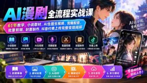 (20199期)AI漫剧全流程实战课|61节教学,小说取材、AI生图生视频、克隆配音、批量剪辑、封面制作、抖音付费上传完整变现闭环-中创网_分享创业项目_助您在家赚钱