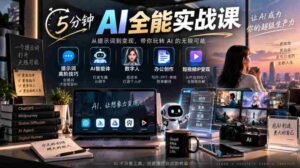 5分钟AI全能实战课|提示词高阶技巧+AI智能体+数字人+办公创作+短视频IP变现全教程-中创网_分享创业项目_助您在家赚钱