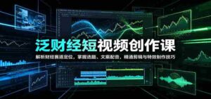 泛财经短视频创作课:解析财经赛道定位,掌握选题、文案配音,精通剪辑与特效制作技巧-中创网_分享创业项目_助您在家赚钱