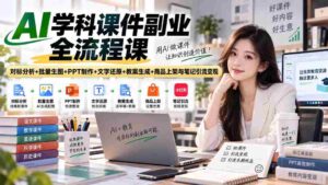 AI学科课件副业全流程课|对标分析+批量生图+PPT制作+文字还原+教案生成+商品上架与笔记引流变现-中创网_分享创业项目_助您在家赚钱