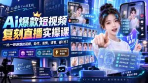 （20304期）最新Ai爆款短视频复刻直播实操课，一比一还原爆款视频，动作，表情，细节，都1比1-中创网_分享创业项目_助您在家赚钱