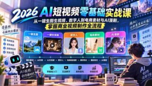 (20263期)2026AI短视频零基础实战课:从一键生图生视频、数字人到电商素材与AI漫剧,掌握商业视频制作全流程-中创网_分享创业项目_助您在家赚钱