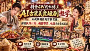 抖音4W粉丝达人揭秘:AI古装美食剧制作全攻略,实操剪辑技巧,解锁多渠道盈利秘籍-中创网_分享创业项目_助您在家赚钱