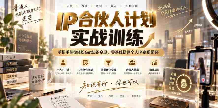 IP合伙人计划实战训练,手把手带你轻松Get知识变现,零基础搭建个人IP变现闭环(更新260908)