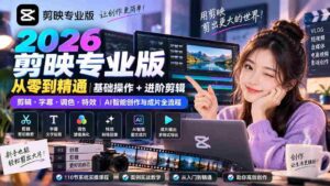 （20276期）2026剪映专业版从零到精通｜基础操作+进阶剪辑｜剪辑·字幕·调色·特效｜AI智能创作与成片全流程-中创网_分享创业项目_助您在家赚钱