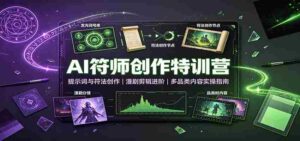 AI符师创作特训营:提示词与符法创作,漫剧剪辑进阶,多品类内容实操指南-中创网_分享创业项目_助您在家赚钱