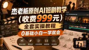 杰老板原创AI短剧教学（收费999元），全套实操教程，0基础小白一学就会，非搬运技术-中创网_分享创业项目_助您在家赚钱