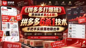 《拼多多打爆班》原创技术第64期:拼多多6杀1技术,手把手实操落地稳出单-中创网_分享创业项目_助您在家赚钱