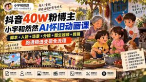 抖音40W粉博主小宇和然然AI怀旧动画课|脚本+人物+场景+分镜+图生视频+剪辑,跑通精选变现全流程-中创网_分享创业项目_助您在家赚钱