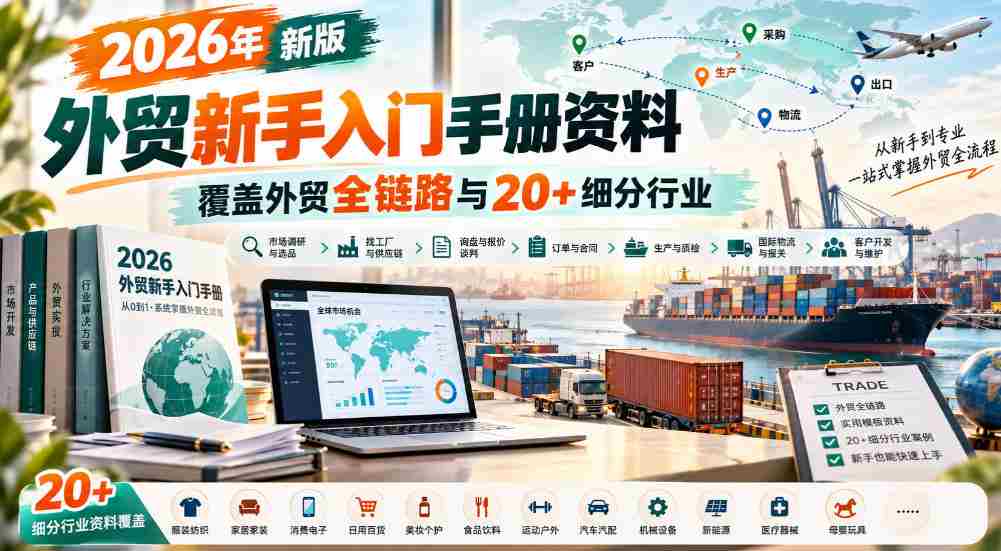 2026年新版外贸新手入门手册资料,覆盖外贸全链路与20+细分行业