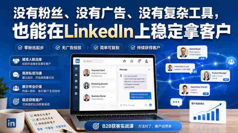 没有粉丝、没有广告、没有复杂工具,也能在LinkedIn上稳定拿客户【原创双语字幕】