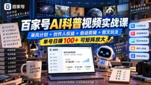 百家号AI科普视频实战课:乘风计划+创作人权益+自动剪辑+图文玩法,单号日赚100+可矩阵放大-中创网_分享创业项目_助您在家赚钱