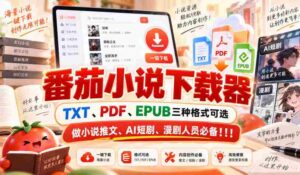 精选番茄小说下载神器,支持TXT、PDF、EPUB格式,小说推广、AI短剧、漫画剧制作必备利器!-中创网_分享创业项目_助您在家赚钱