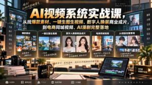 AI视频系统实战课，从找爆款素材、一键生图生视频、数字人换装商业成片，到电商同城视频、AI漫剧完整落地-中创网_分享创业项目_助您在家赚钱