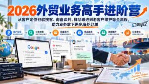 2026外贸精英提升班:掌握谷歌客户搜寻、询盘沟通、样品追踪至老客维护全技能,助你海外订单滚滚来-中创网_分享创业项目_助您在家赚钱