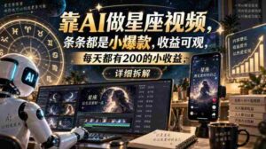 靠AI做星座视频，条条都是小爆款，收益可观，每天都有200的小收益，详细拆解-中创网_分享创业项目_助您在家赚钱
