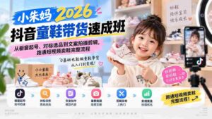 (20267期)小朱妈2026抖音童鞋带货速成班:从橱窗起号、对标选品到文案拍摄剪辑,跑通短视频卖鞋完整流程-中创网_分享创业项目_助您在家赚钱