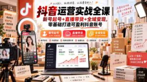 抖音运营实战全课|新号起号+直播带货+全域变现,零基础打造可盈利抖音账号-中创网_分享创业项目_助您在家赚钱