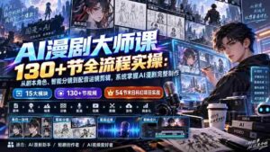 (20326期)AI漫剧大师课130+节全流程实操:从剧本角色、智能分镜到配音运镜剪辑,系统掌握AI漫剧完整制作-中创网_分享创业项目_助您在家赚钱