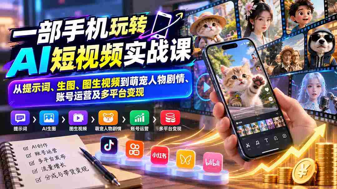 轻松掌握AI短视频创作秘诀：从关键词到萌宠剧情，全方位解析手机运营与多渠道盈利-中创网_分享创业项目_助您在家赚钱