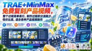 TRAE+MinMax免费复刻产品视频,整个过程简单易行,制作过程积分消耗少,性价比高,适合各种产品视频制作-中创网_分享创业项目_助您在家赚钱