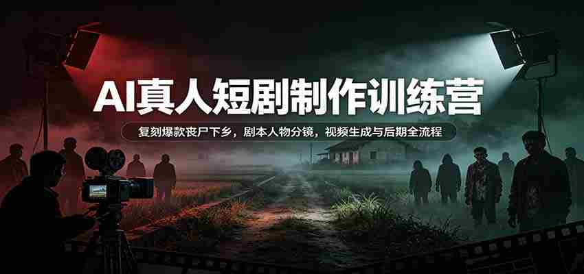 AI真人短剧制作训练营：复刻爆款丧尸下乡，剧本人物分镜，视频生成与后期全流程-中创网_分享创业项目_助您在家赚钱