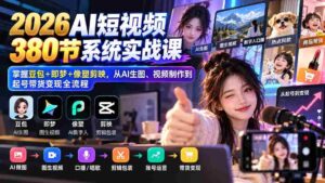 高清无码】2026年度AI短视频课程全集:豆包、即梦、像塑剪映一网打尽,AI绘图、视频制作到账号运营、带货盈利一站式教学-中创网_分享创业项目_助您在家赚钱