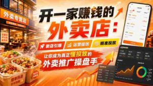开一家賺钱的外卖店:新店引爆·运营提效·精准投放,让你成为真正懂投放的外卖推广操盘手-中创网_分享创业项目_助您在家赚钱