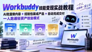 Workbuddy技能变现实战教程:AI批量做内容+经验包装成产品+自动完成交付,一人跑通轻资产创业模式-中创网_分享创业项目_助您在家赚钱