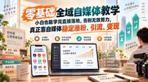 零基础全域自媒体教学,小白也能学完直接落地,告别无效努力,真正靠自媒体稳定涨粉、引流、变现-中创网_分享创业项目_助您在家赚钱